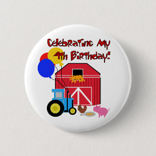 Farm 4th Birthday Tshirts and Gifts 6 Cm Round Badge