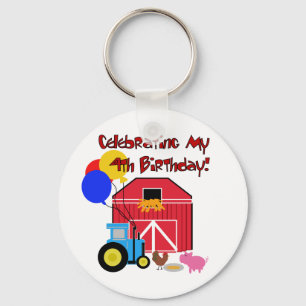 Farm 4th Birthday Tshirts and Gifts Key Ring