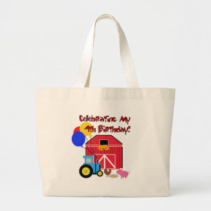 Farm 4th Birthday Tshirts and Gifts Large Tote Bag