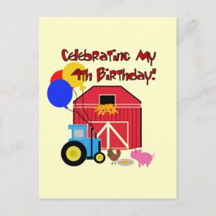 Farm 4th Birthday Tshirts and Gifts Postcard