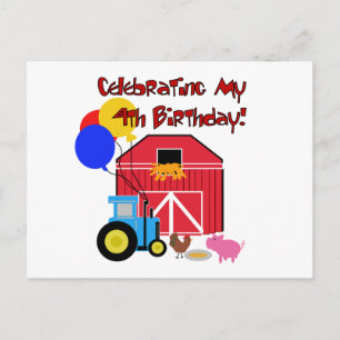 Farm 4th Birthday Tshirts and Gifts Postcard