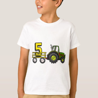 Farm 5 Year Old Barnyard Boys 5th Birthday Tractor T-Shirt