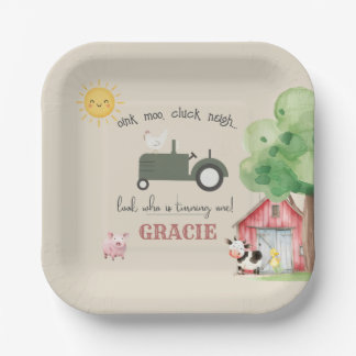 Farm and Animals Birthday Paper Plates