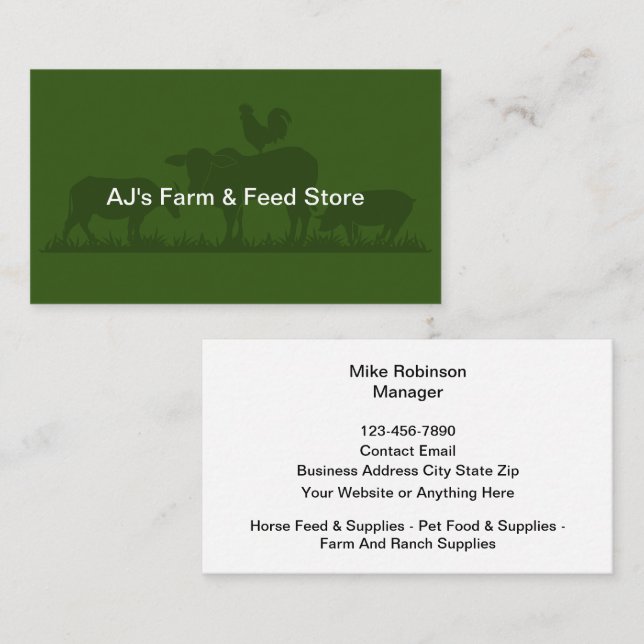 Farm And Feed Store Business Cards (Front/Back)
