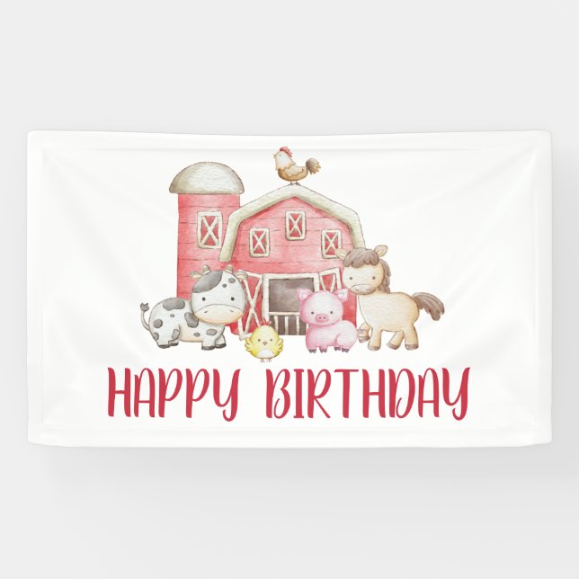 Farm Animal and Barn Birthday Banner (Horizontal)