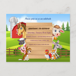 Farm animal announcement postcard