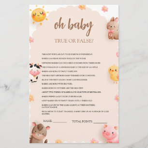 Farm Animal Baby Shower Game True or False