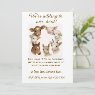 Farm Animal Baby Shower Invitation