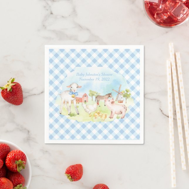 Farm Animal Baby Shower Napkins (Insitu)