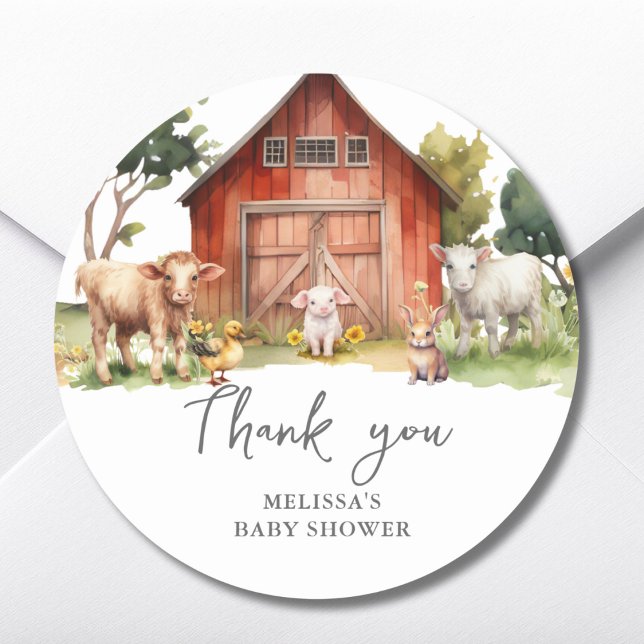 Farm Animal Baby Shower Thank You Favour Sticker (Creator Uploaded)