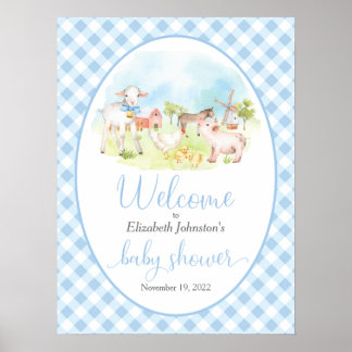 Farm Animal Baby Shower Welcome Poster