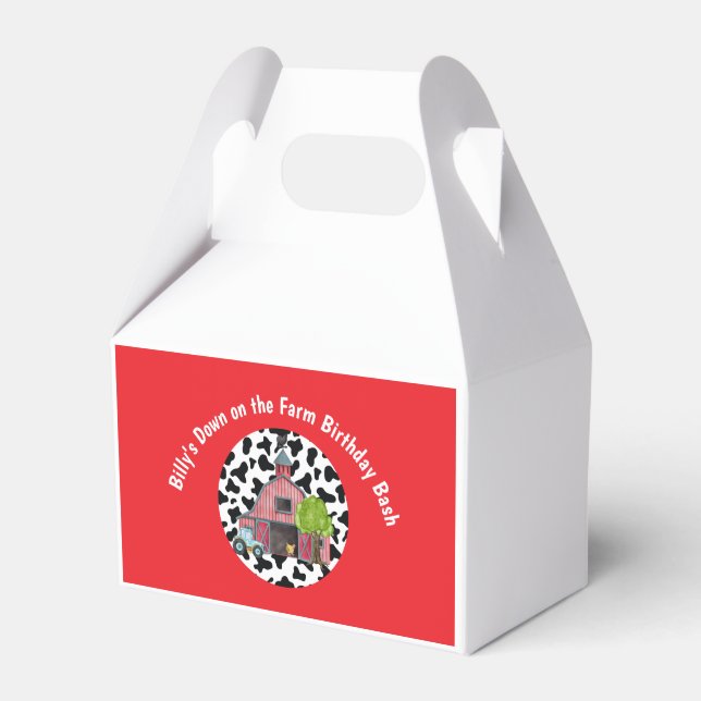 Farm Animal Barnyard Birthday Favour Box Customise (Front Side)