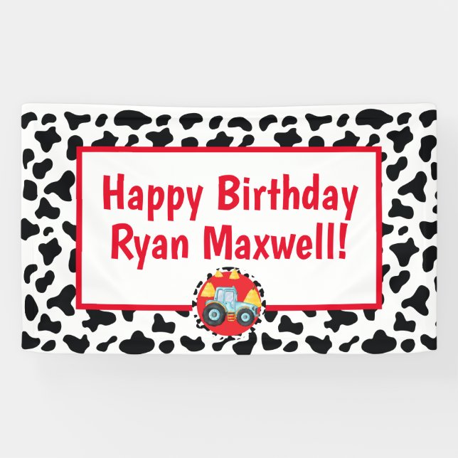 Farm Animal Birthday Banner, Tractor, Country Banner (Horizontal)