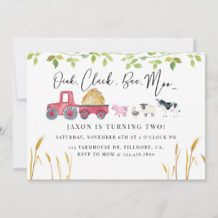 Farm animal birthday, Barnyard party, Farm,  Invitation