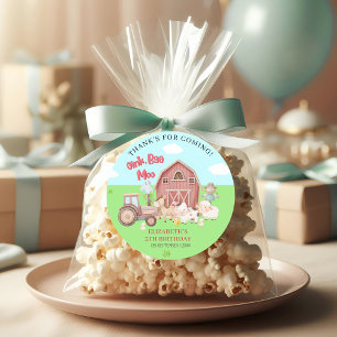 Farm Animal Birthday – Girl’s Barnyard Party Classic Round Sticker