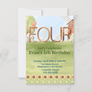  farm animal  birthday invitation