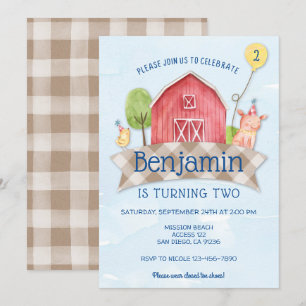 farm animal birthday invitation, FARM ANIMAL 1ST Invitation