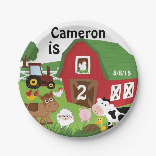 Farm Animal Birthday Paper Plates (Front)