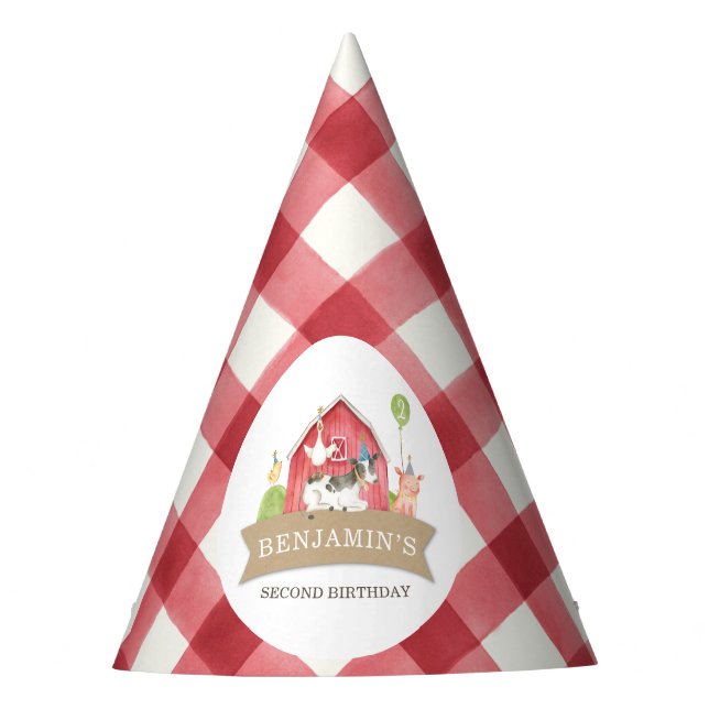 Farm Animal Birthday Party for Boy or Girl  Party Hat (Front)