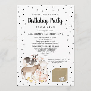 Farm Animal Birthday Party from afar Invitation