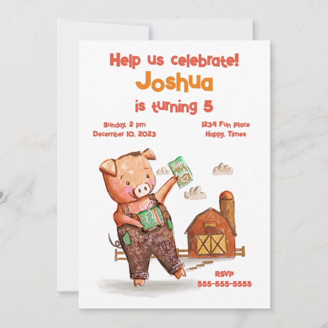 Farm Animal Birthday Party  Invitation (Front)