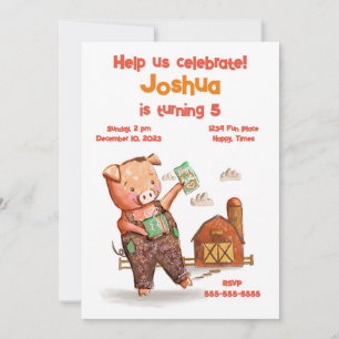Farm Animal Birthday Party  Invitation