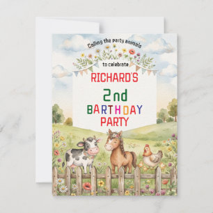 Farm Animal Birthday Party Kids Celebratin Invitation