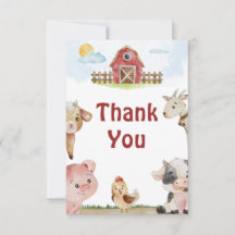 Farm Animal Birthday Thank You Card