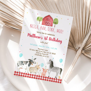 Farm Animal Boy Birthday Invitation