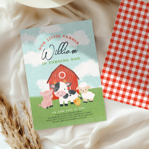 Farm Animal Boys Barnyard Kids Birthday Invitation