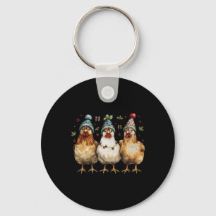 Farm Animal Chicken Christmas Coquette Bow Chicken Key Ring