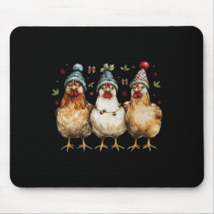Farm Animal Chicken Christmas Coquette Bow Chicken Mouse Mat