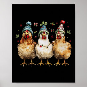 Farm Animal Chicken Christmas Coquette Bow Chicken Poster