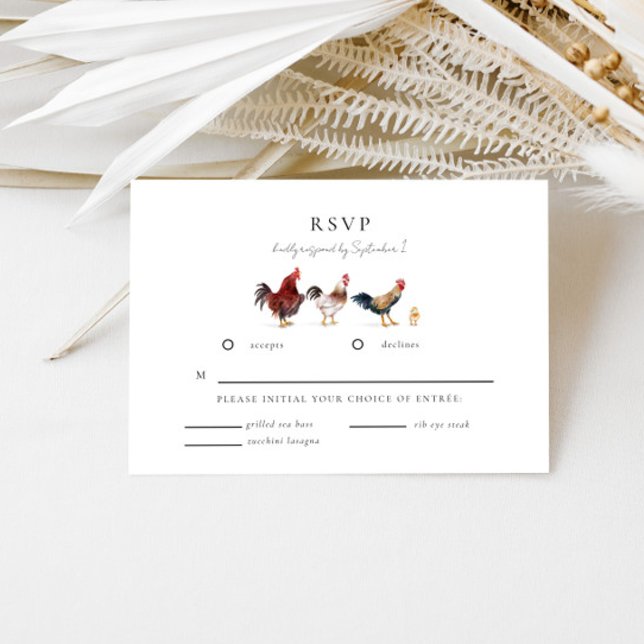 Farm Animal Chicken Wedding RSVP Card (Creator Uploaded)
