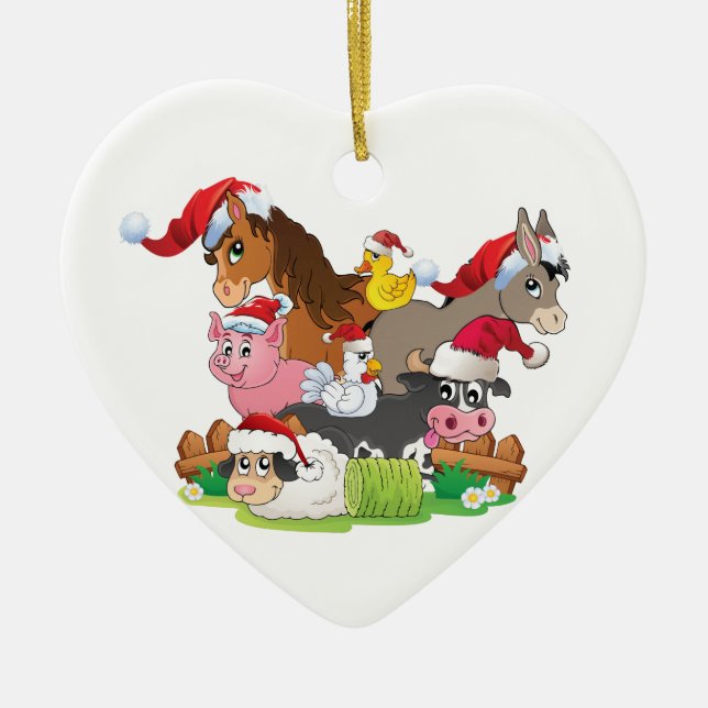 Farm Animal Christmas Ceramic Tree Decoration (Front)
