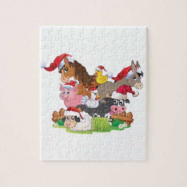 Farm Animal Christmas Jigsaw Puzzle (Vertical)