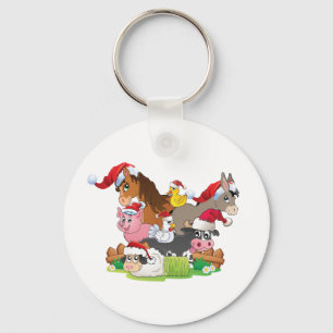 Farm Animal Christmas Key Ring