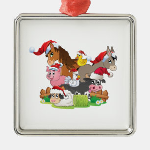 Farm Animal Christmas Metal Tree Decoration