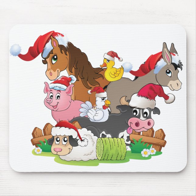 Farm Animal Christmas Mouse Mat (Front)