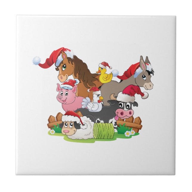 Farm Animal Christmas Tile (Front)