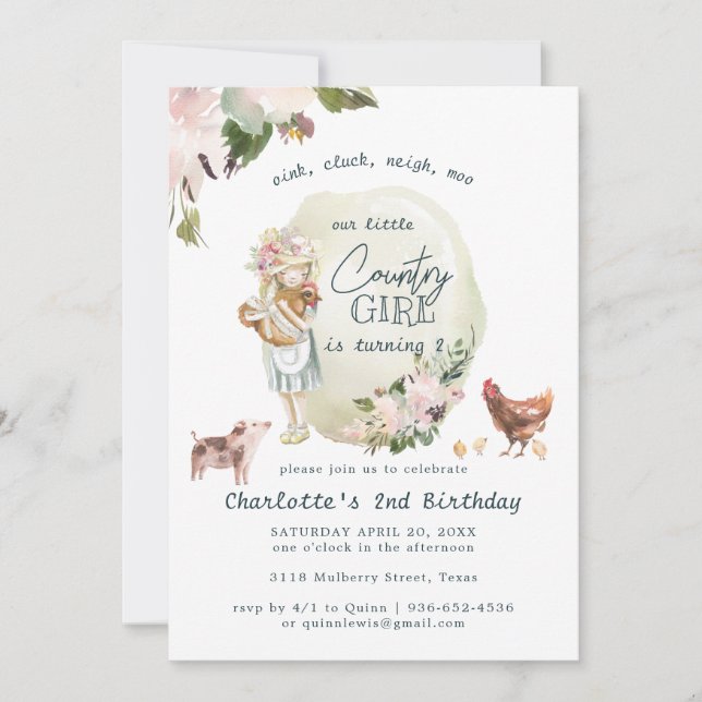 Farm Animal Country Chic Birthday Party (Front)