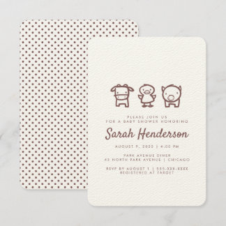 Farm Animal Doodles Baby Shower Invitation