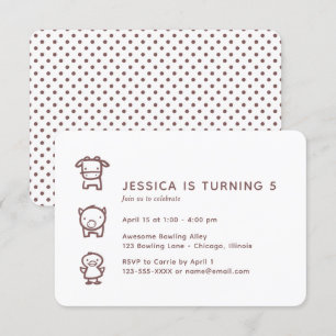 Farm Animal Doodles Child's Birthday Invitation