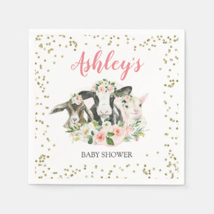 Farm Animal Floral Girl Baby Shower Napkin