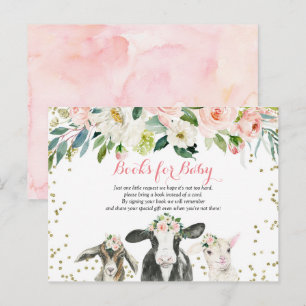 Farm Animal Floral Girl Books for Baby Card