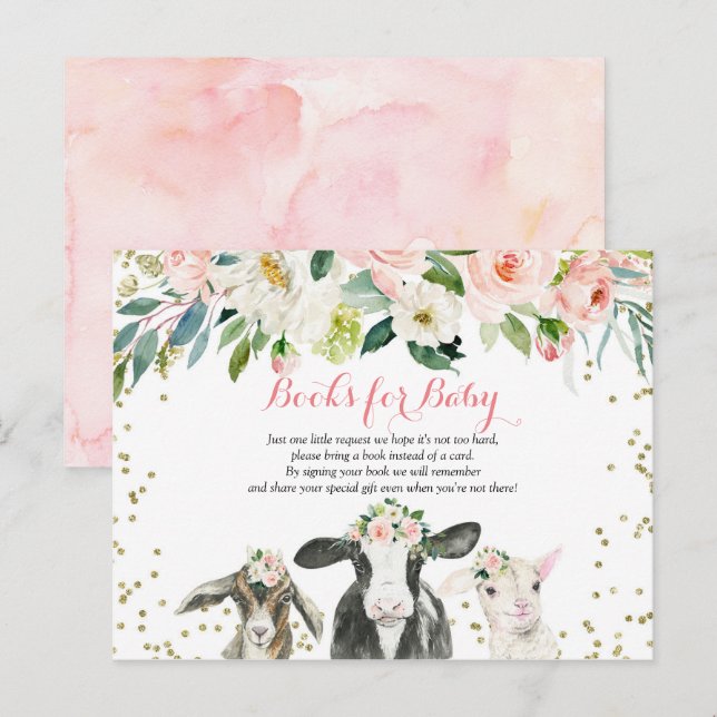 Farm Animal Floral Girl Books for Baby Card (Front/Back)