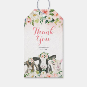 Farm Animal Floral Girl Favour Gift Tag