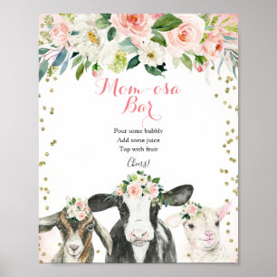Farm Animal Floral Girl Momosa Bar Sign