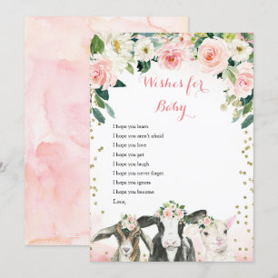 Farm Animal Floral Wishes for Baby Card