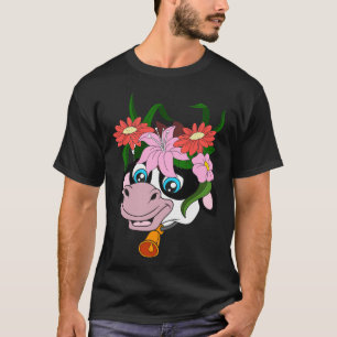 Farm Animal Flowers Cow T-Shirt